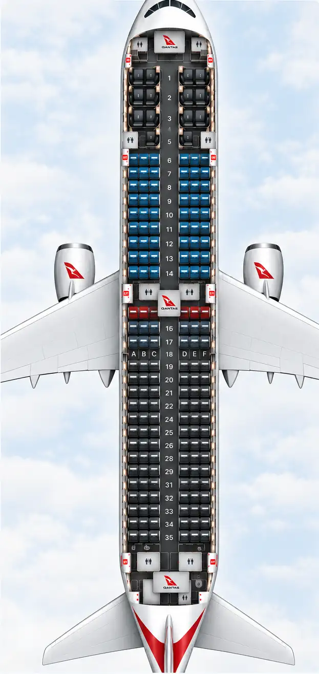 Qantas Airbus A321XLR interactive seat map